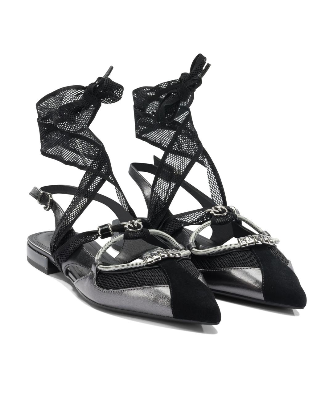 PINKO Черные кожаные балетки, фото 2