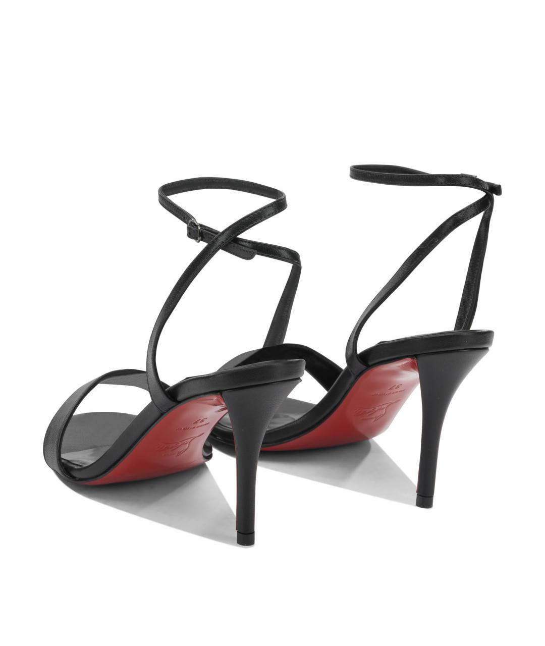 CHRISTIAN LOUBOUTIN Черные кожаные босоножки, фото 4