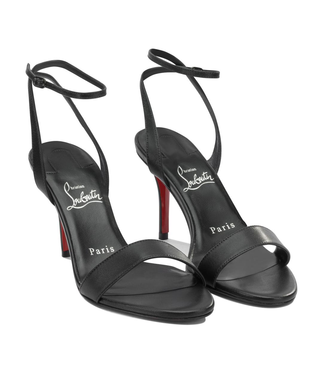 CHRISTIAN LOUBOUTIN Черные кожаные босоножки, фото 2