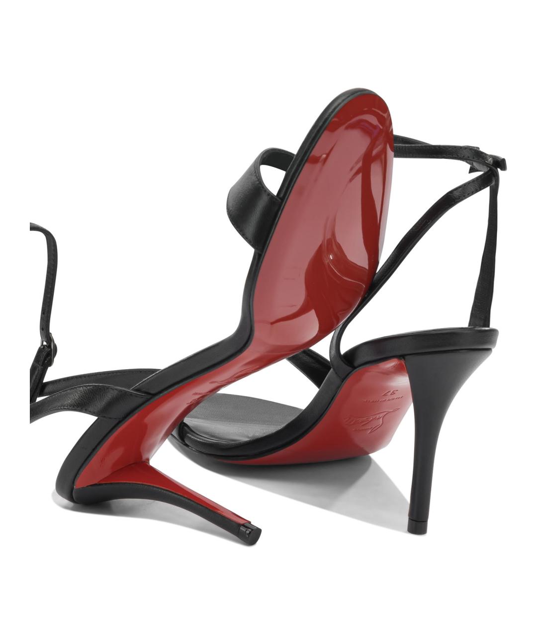 CHRISTIAN LOUBOUTIN Черные кожаные босоножки, фото 5