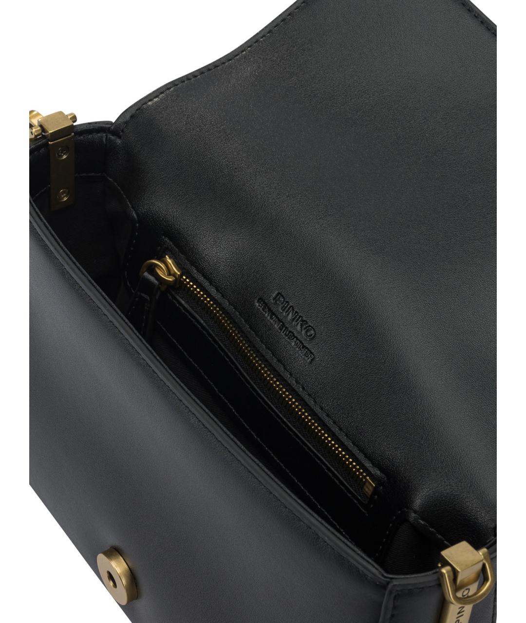 PINKO Черная кожаная сумка через плечо, фото 5