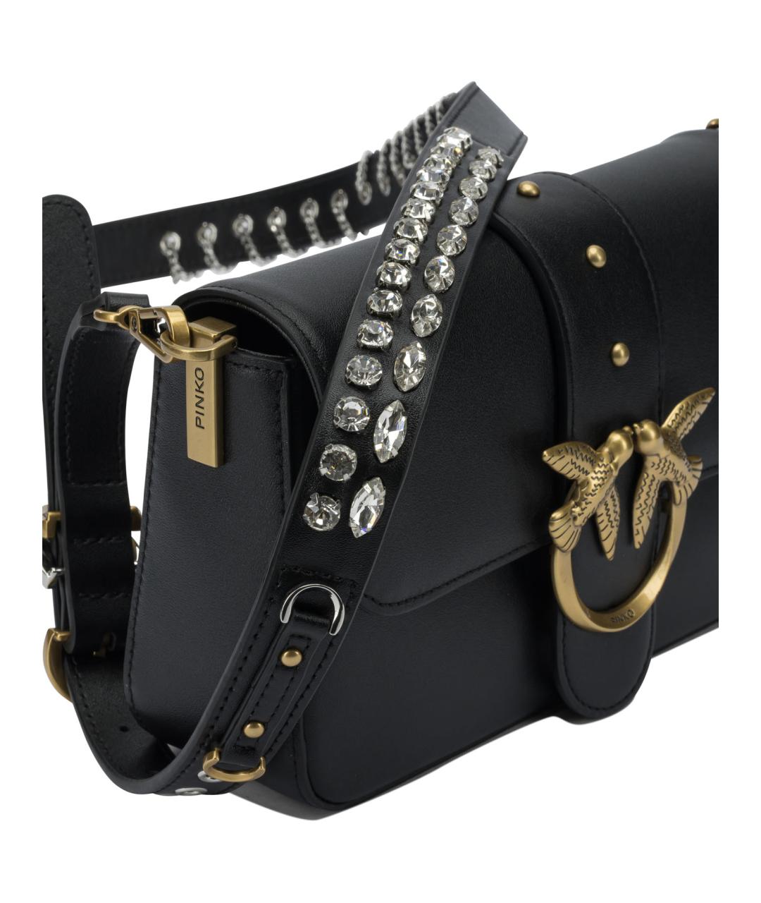 PINKO Черная кожаная сумка через плечо, фото 4