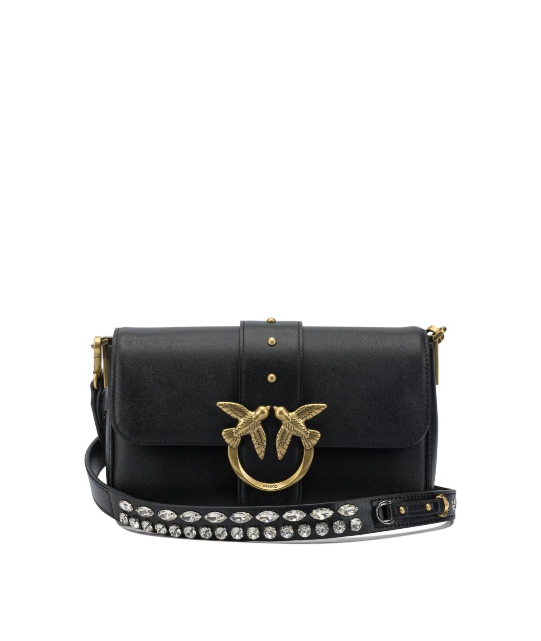 PINKO Черная кожаная сумка через плечо, фото 1