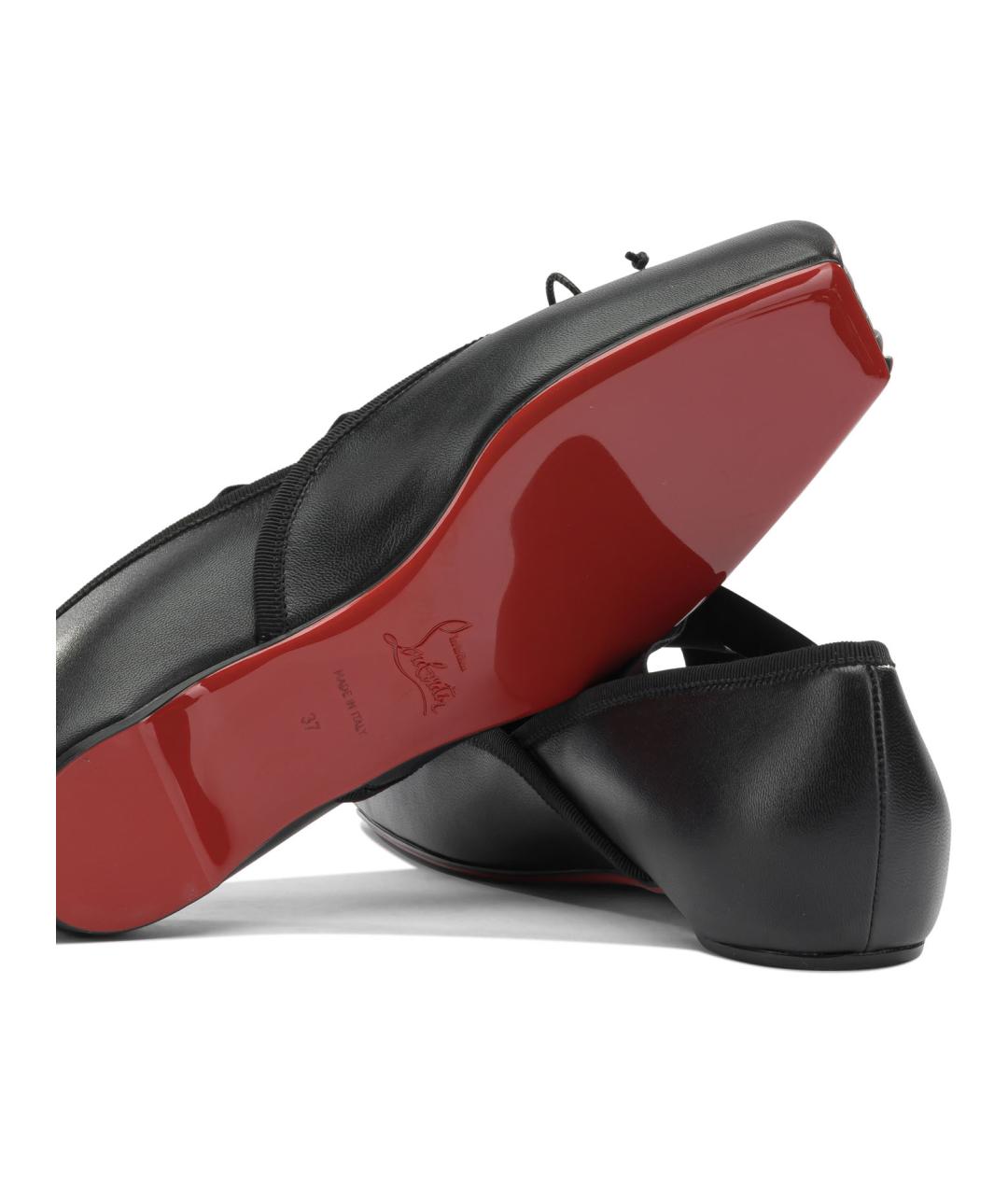 CHRISTIAN LOUBOUTIN Черные кожаные балетки, фото 5