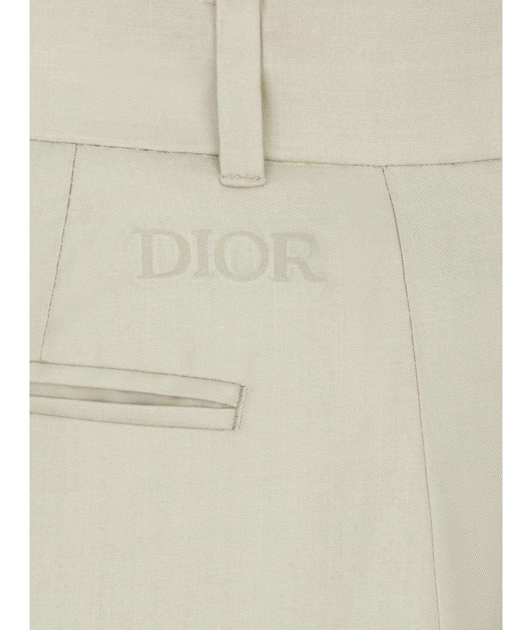 CHRISTIAN DIOR Бежевые хлопковые повседневные брюки, фото 3