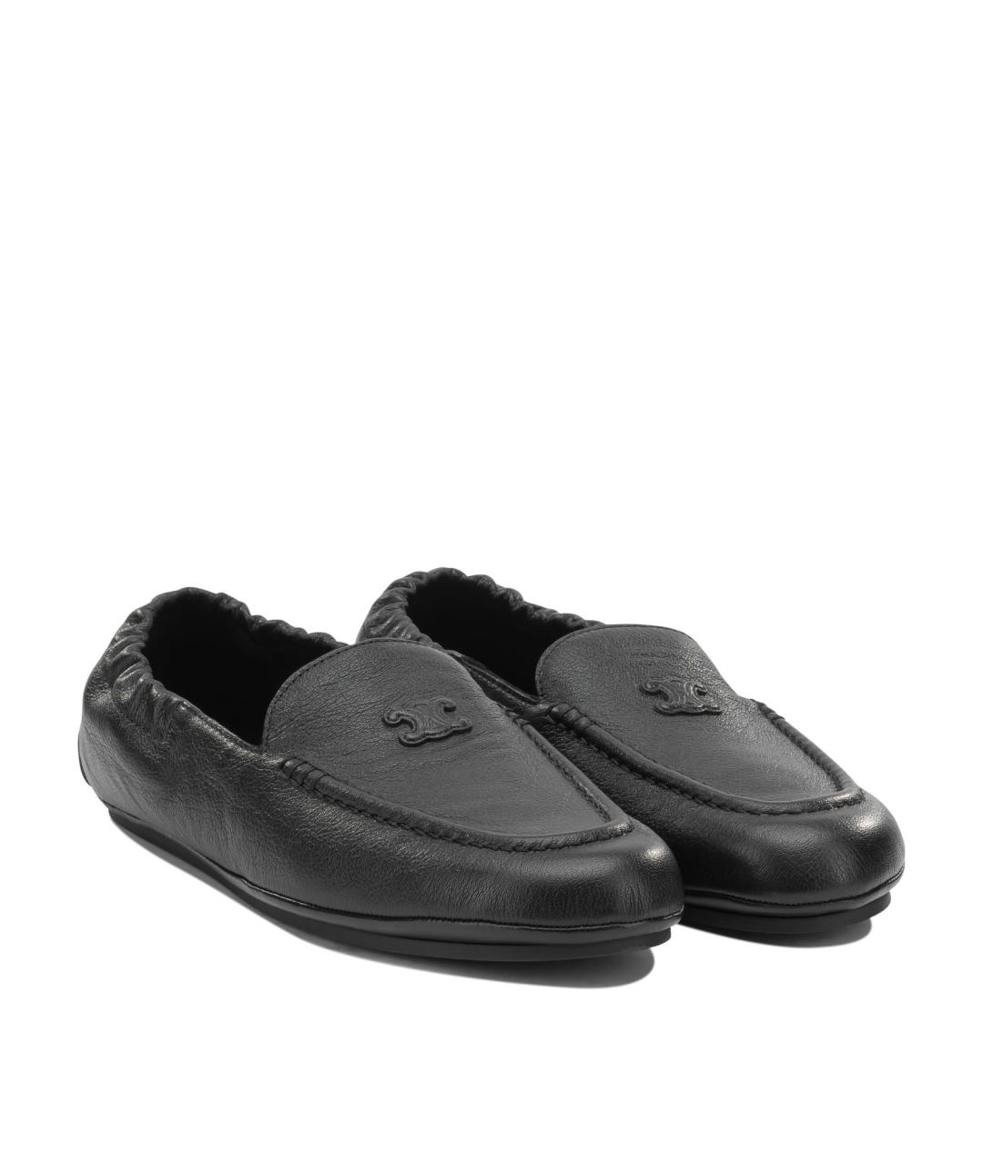CELINE Черные кожаные мокасины, фото 2