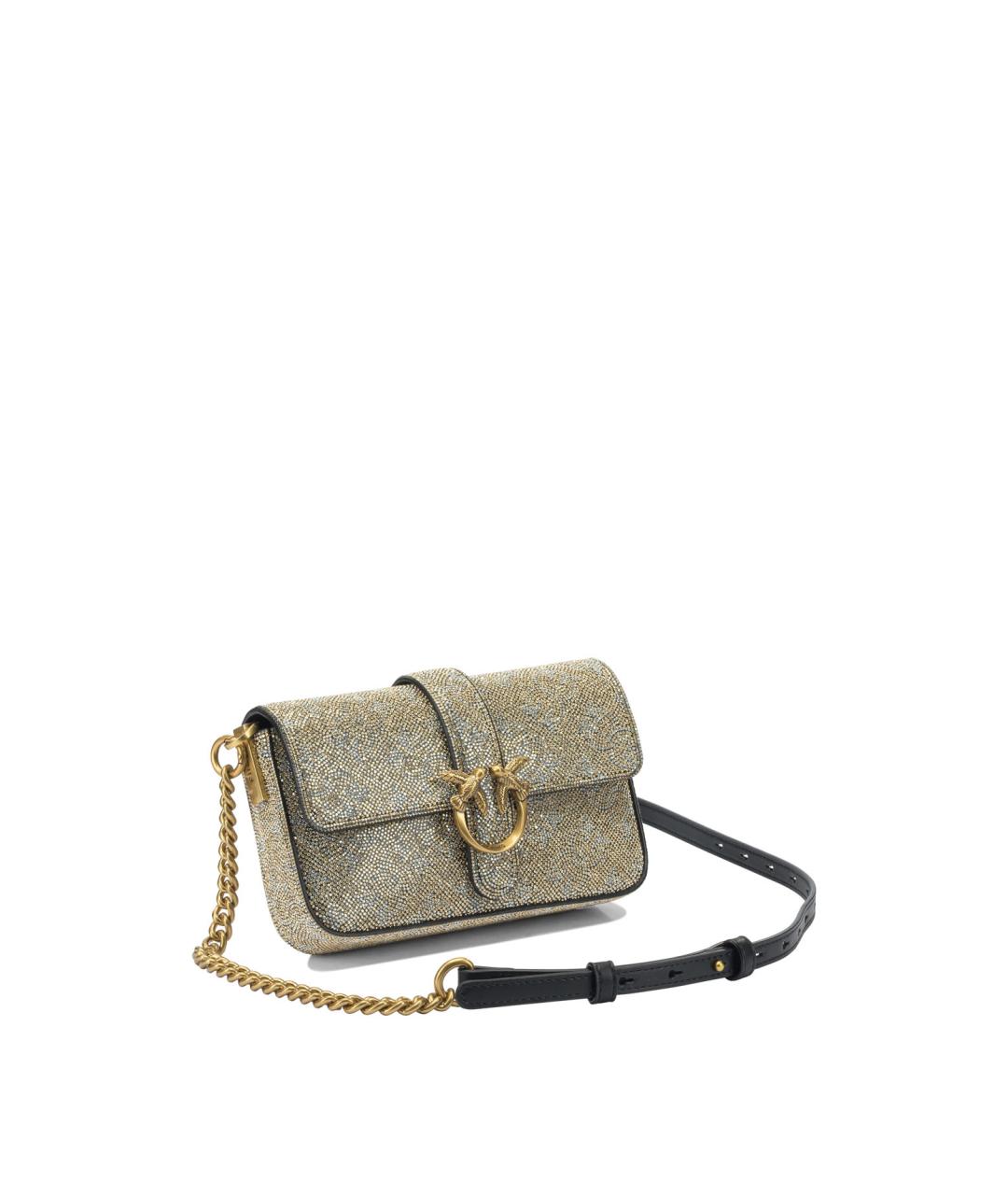 PINKO Золотая кожаная сумка через плечо, фото 2