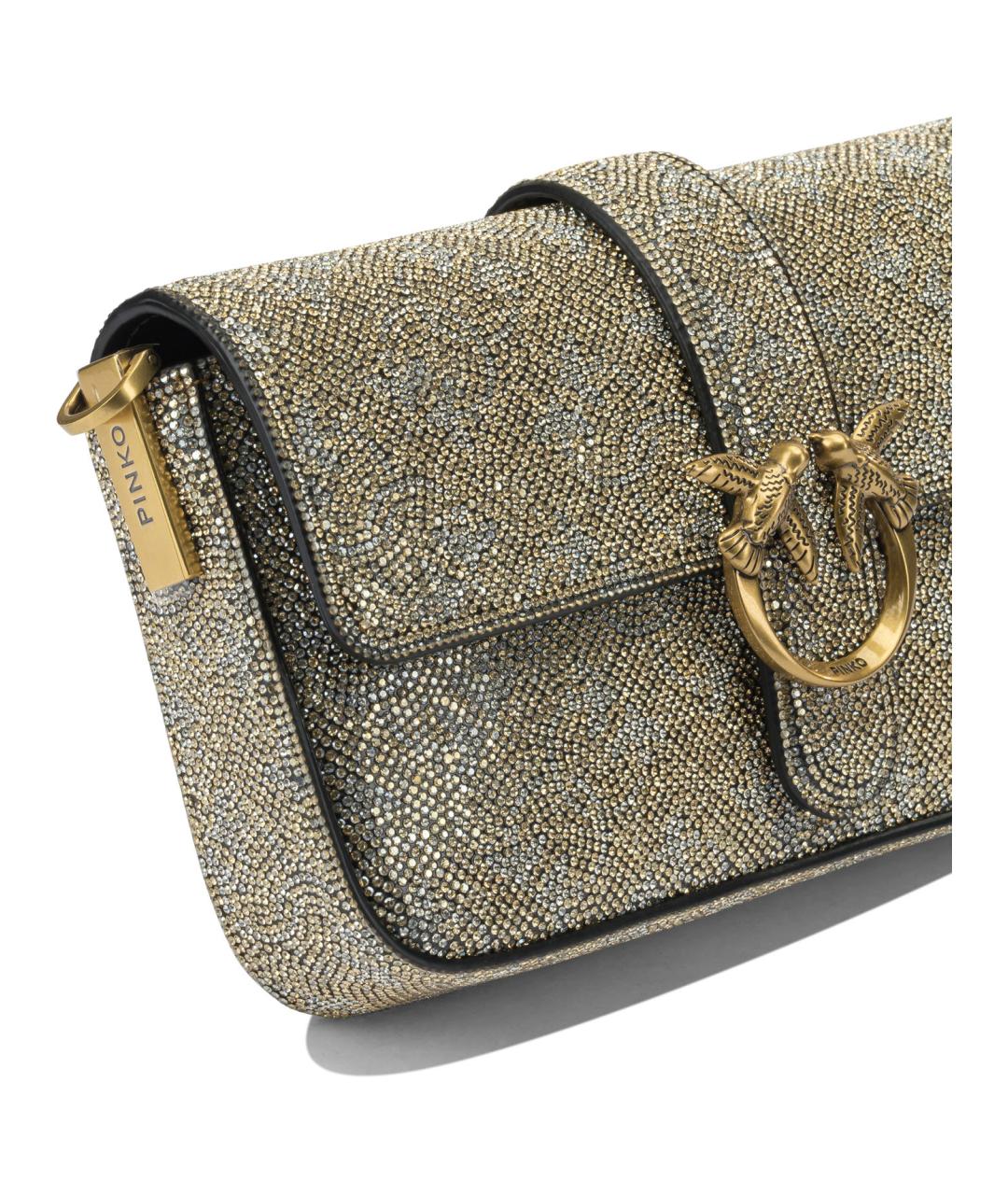 PINKO Золотая кожаная сумка через плечо, фото 4