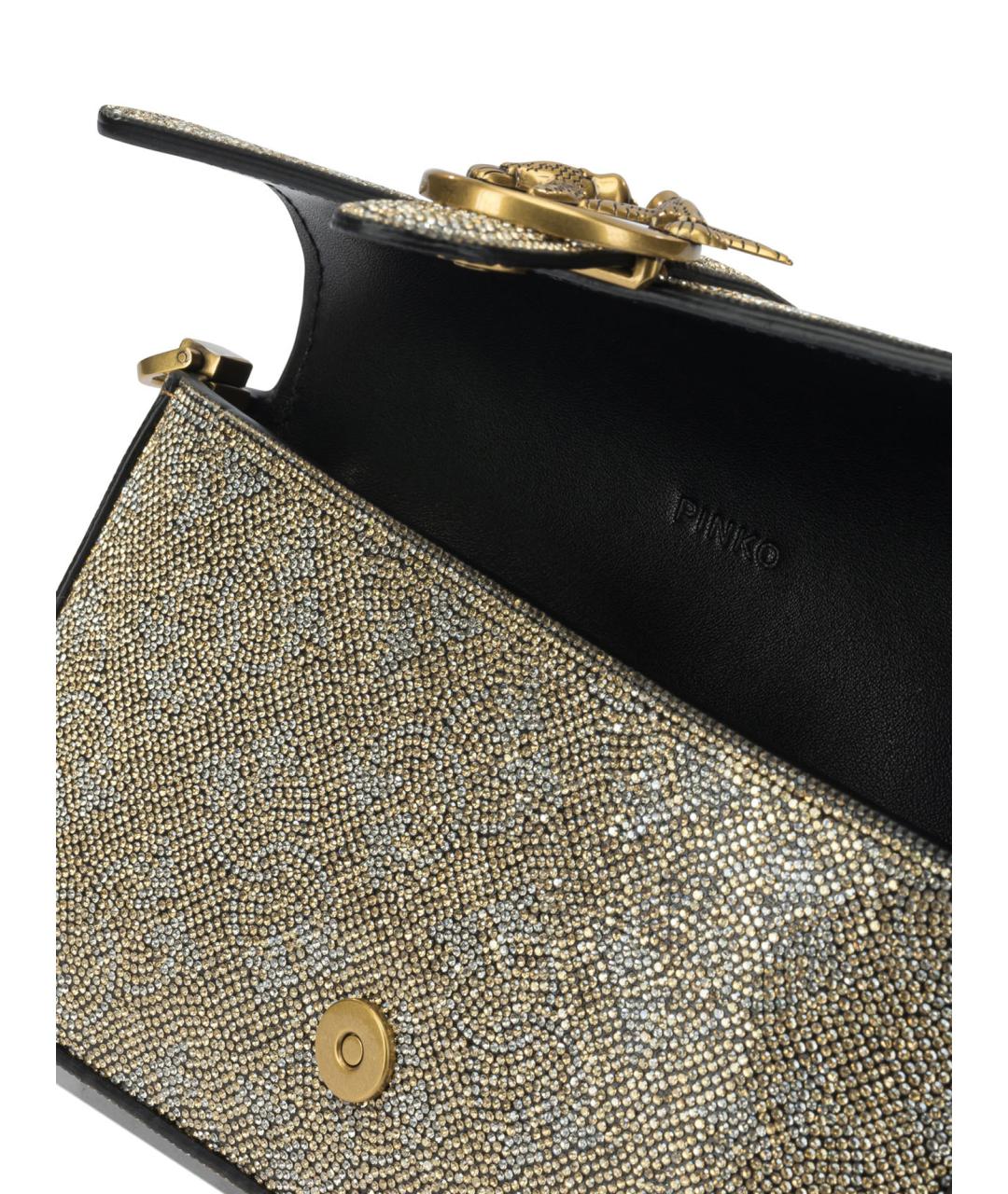 PINKO Золотая кожаная сумка через плечо, фото 5