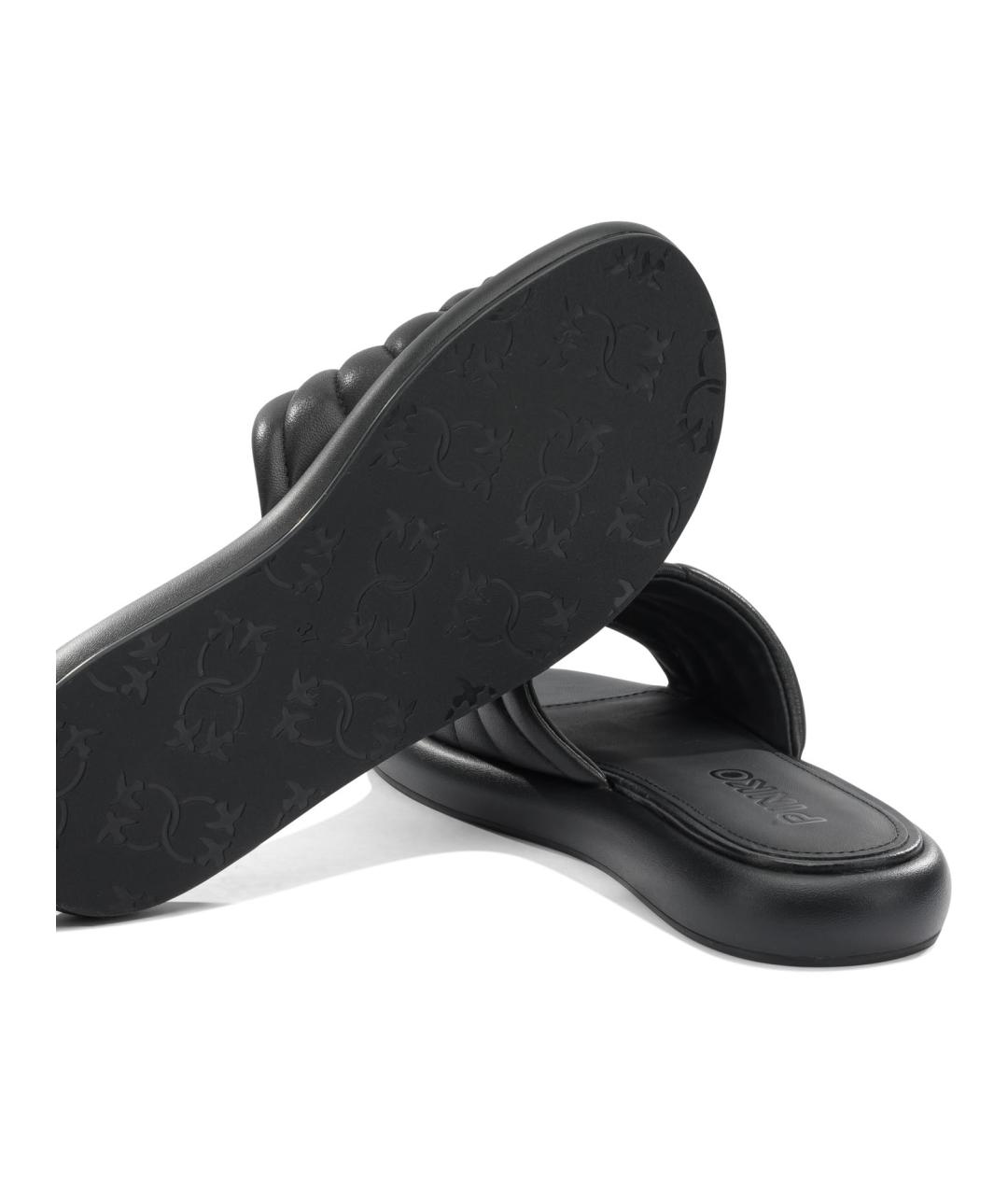 PINKO Черные кожаные шлепанцы, фото 5