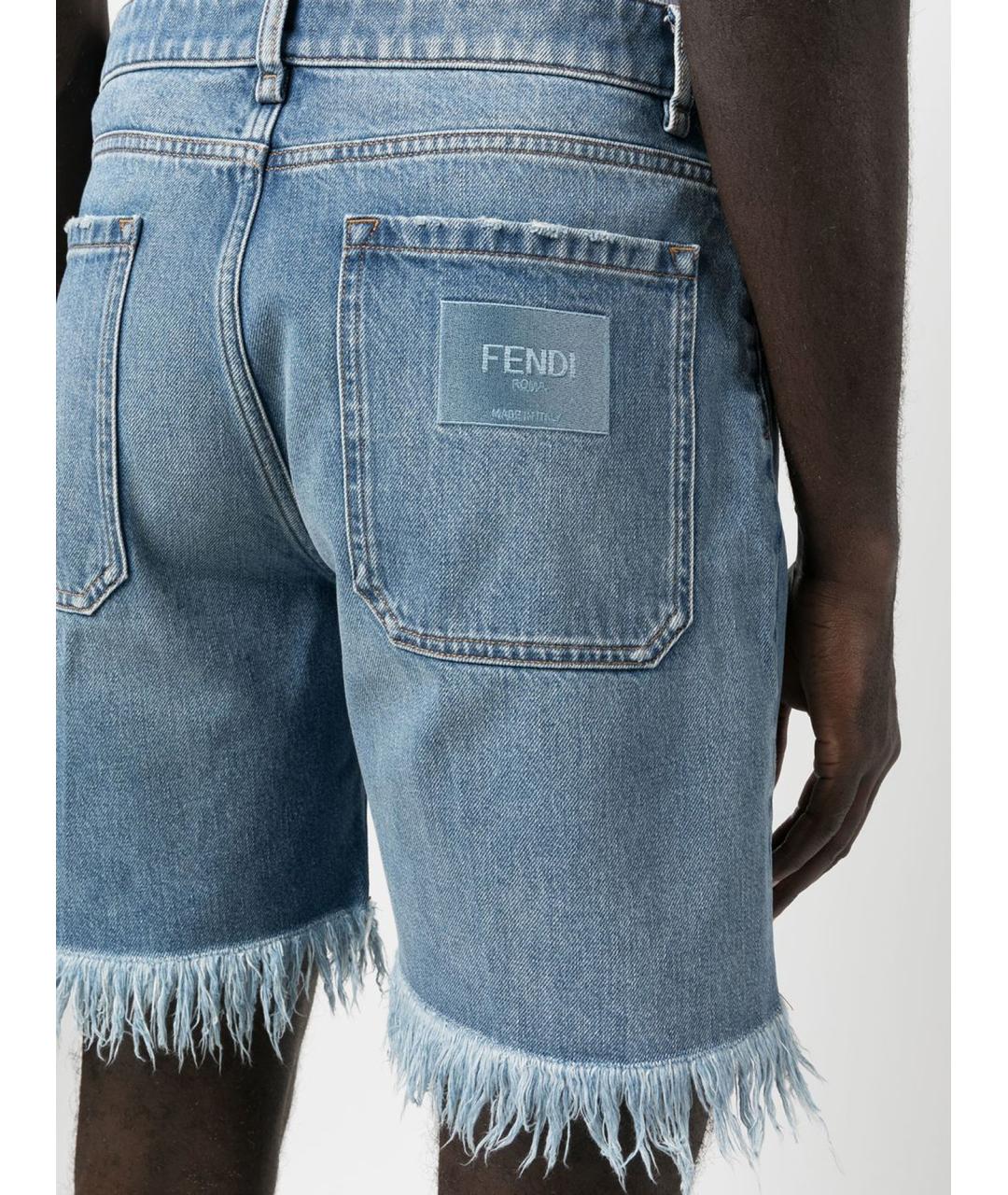 FENDI Голубые хлопковые шорты, фото 4