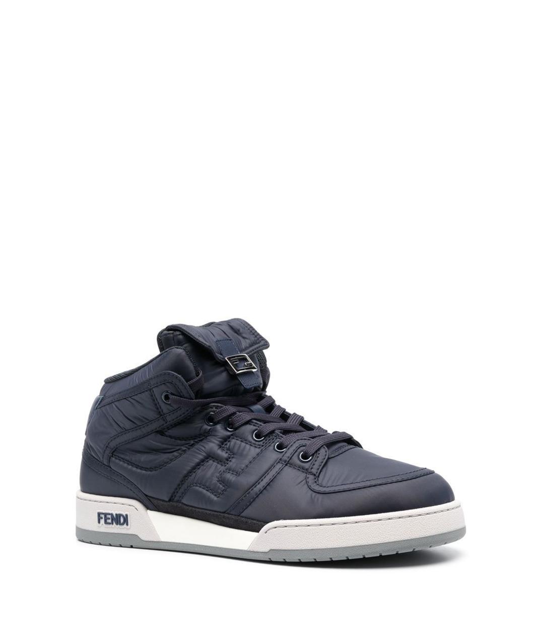 FENDI Синие синтетические низкие кроссовки / кеды, фото 2