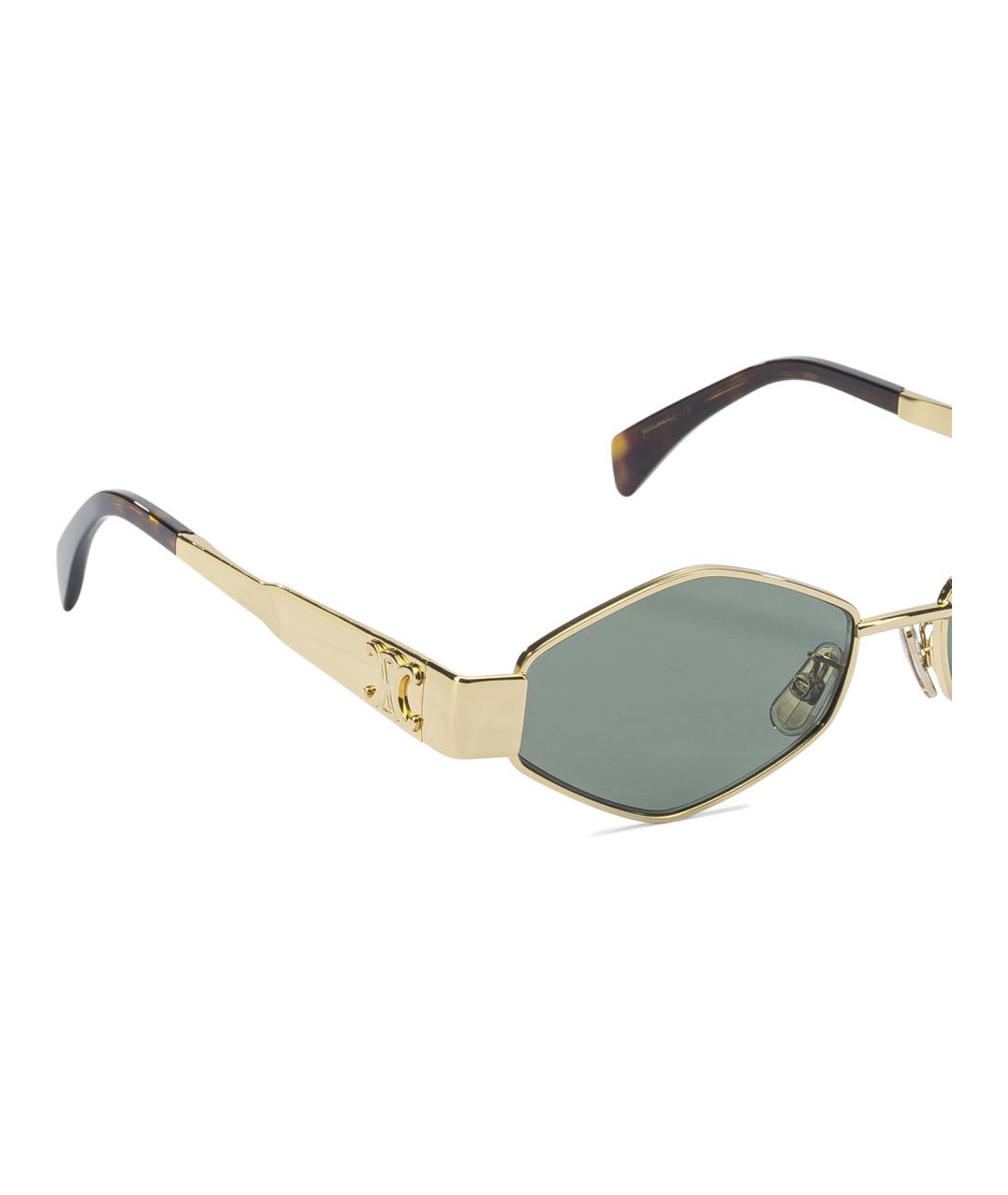 CELINE Золотые металлические солнцезащитные очки, фото 2