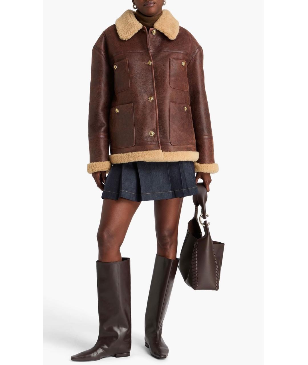 SANDRO Коричневая кожаная дубленка, фото 2