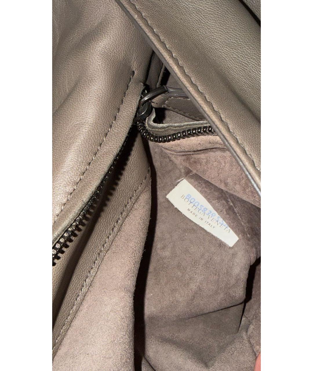 BOTTEGA VENETA Антрацитовая кожаная сумка через плечо, фото 5