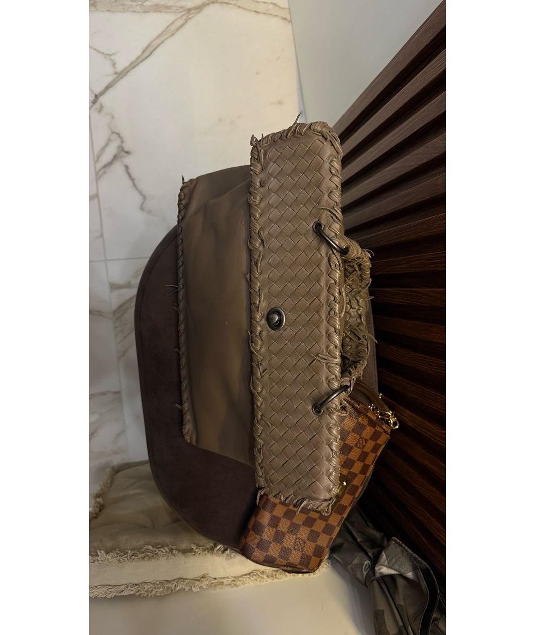 BOTTEGA VENETA Антрацитовая кожаная сумка через плечо, фото 3