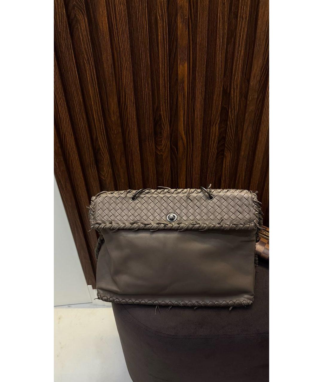 BOTTEGA VENETA Антрацитовая кожаная сумка через плечо, фото 4