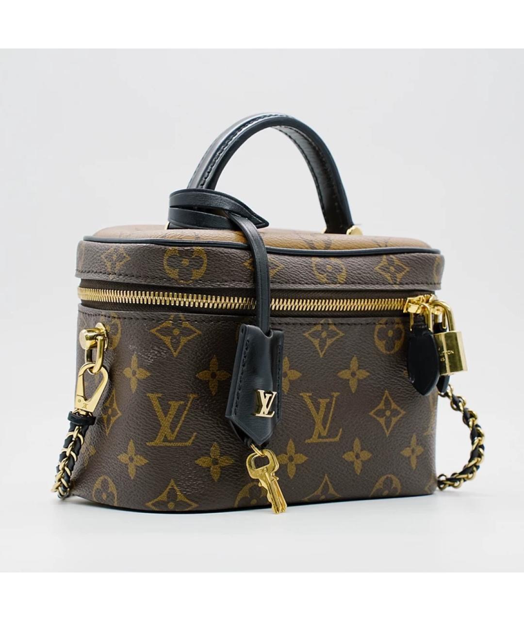 LOUIS VUITTON Коричневая кожаная сумка с короткими ручками, фото 4