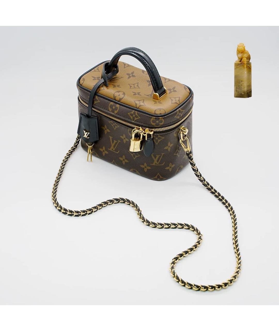 LOUIS VUITTON Коричневая кожаная сумка с короткими ручками, фото 9