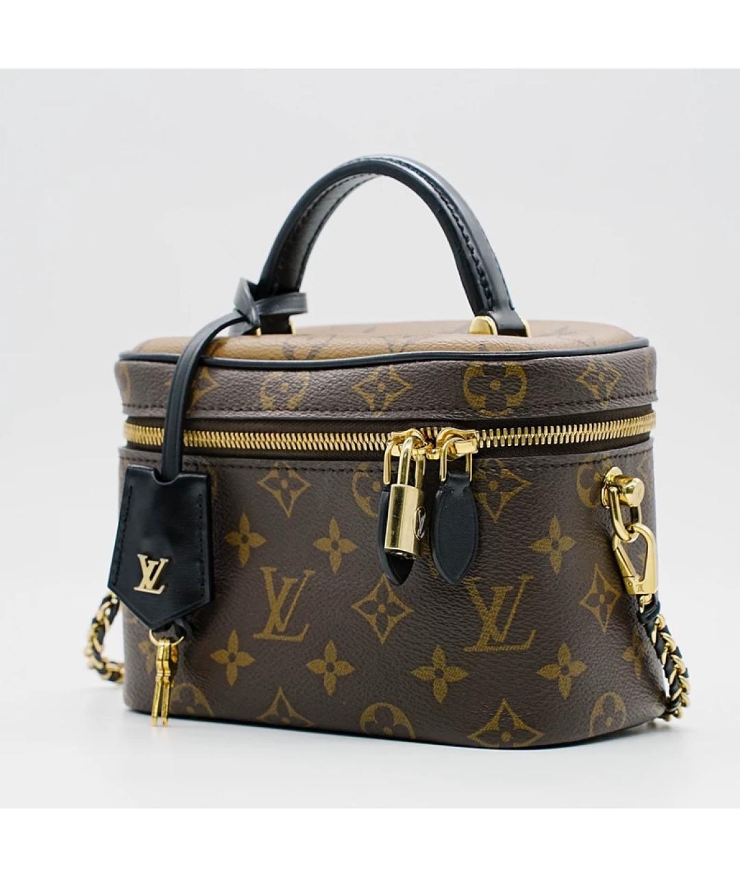 LOUIS VUITTON Коричневая кожаная сумка с короткими ручками, фото 3