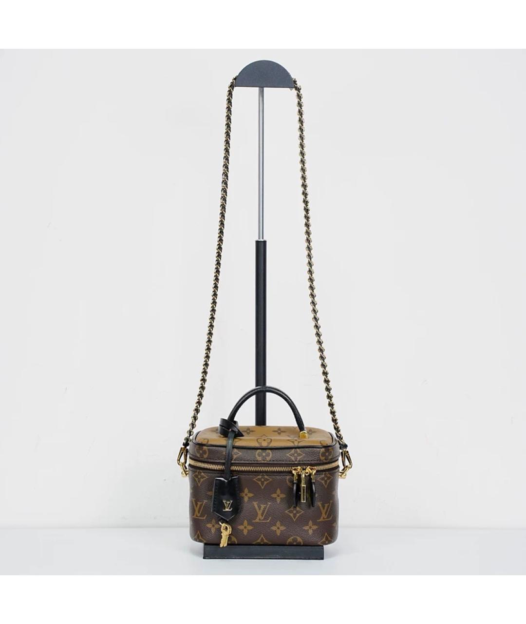 LOUIS VUITTON Коричневая кожаная сумка с короткими ручками, фото 5
