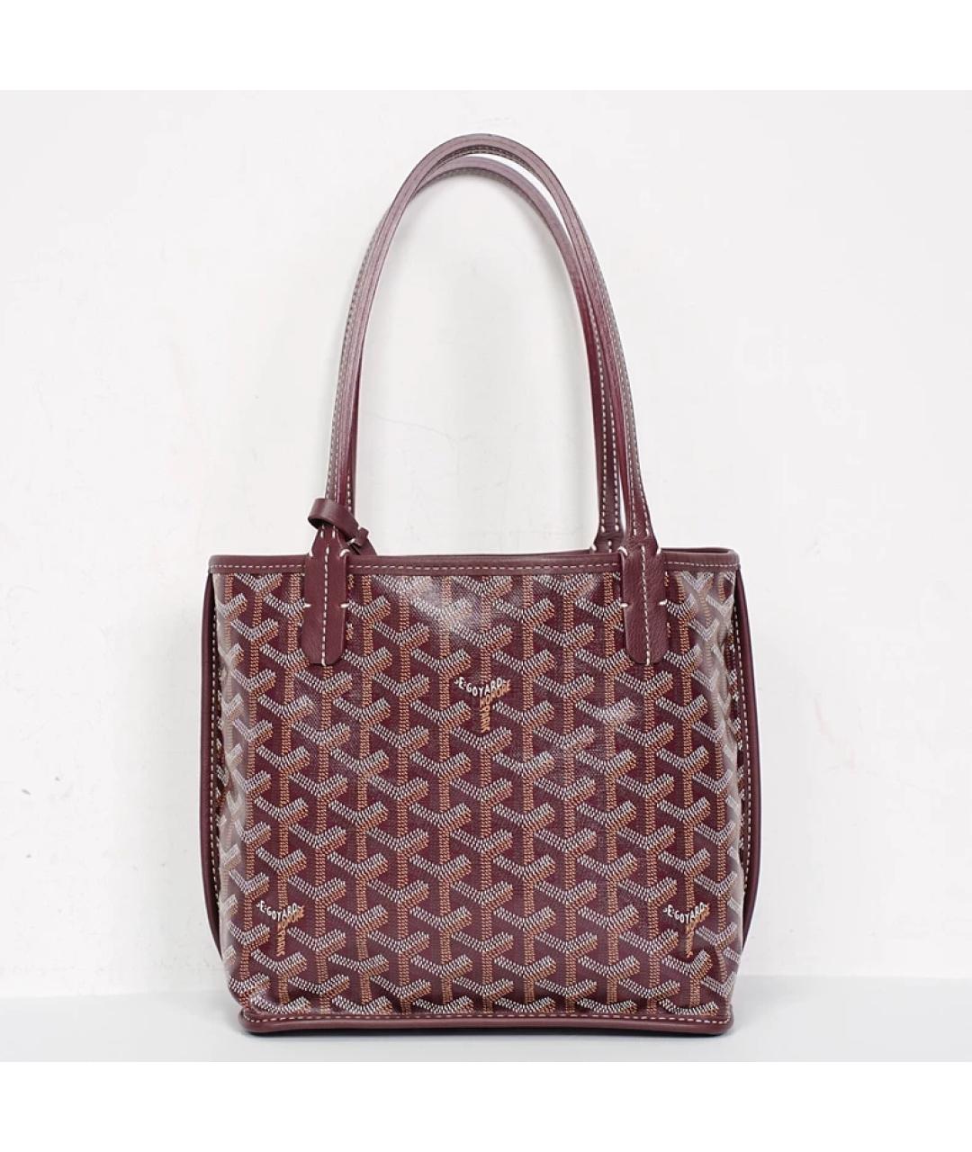 GOYARD Бордовая кожаная сумка с короткими ручками, фото 10