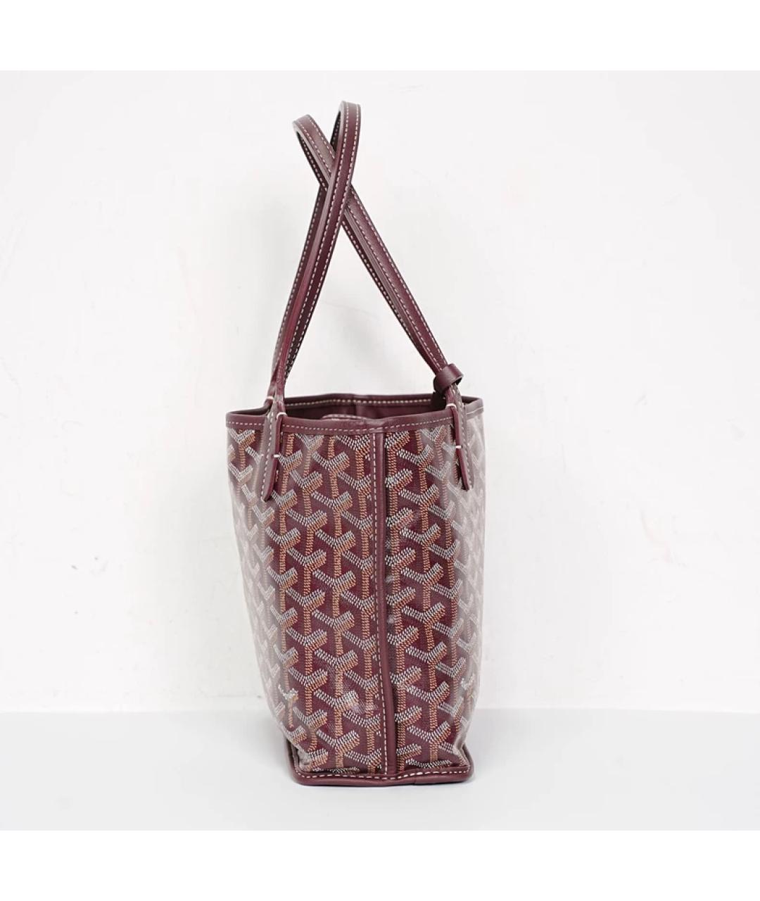 GOYARD Бордовая кожаная сумка с короткими ручками, фото 5