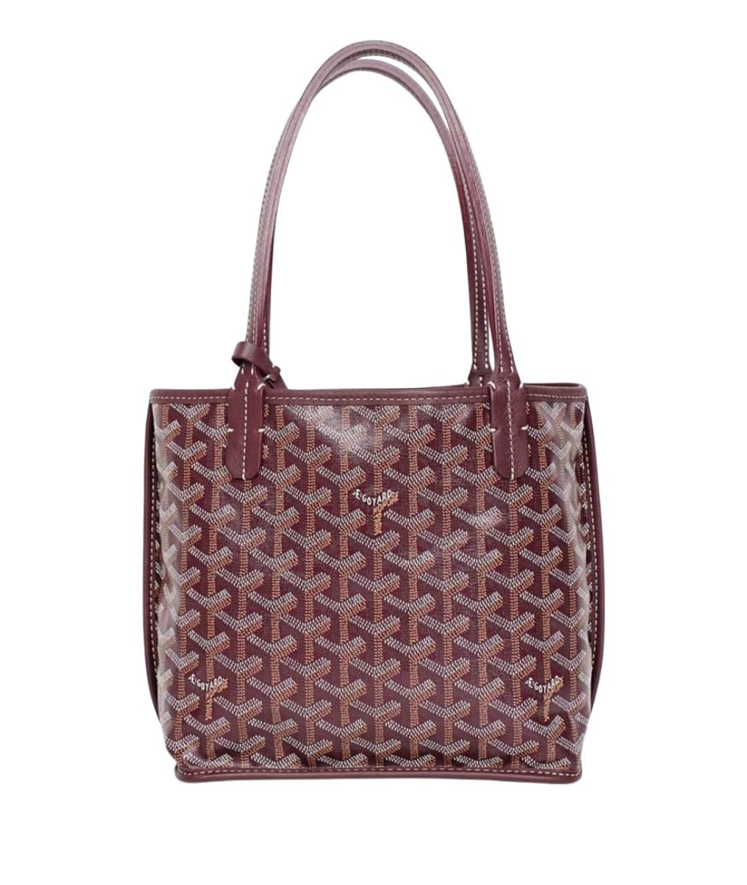 GOYARD Бордовая кожаная сумка с короткими ручками, фото 1