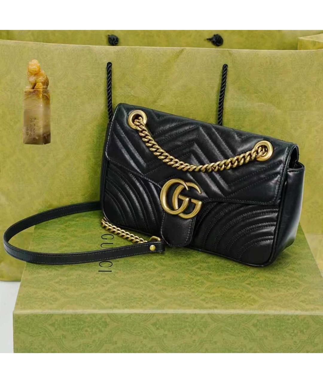 GUCCI Черная кожаная сумка через плечо, фото 9