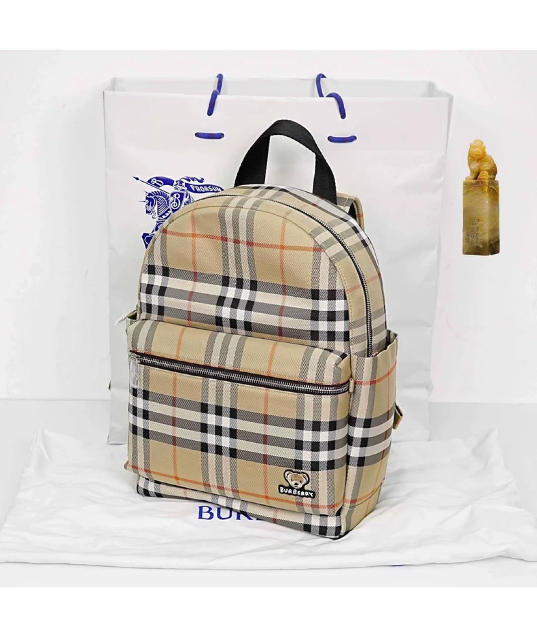 BURBERRY Бежевая синтетическая сумка с короткими ручками, фото 9