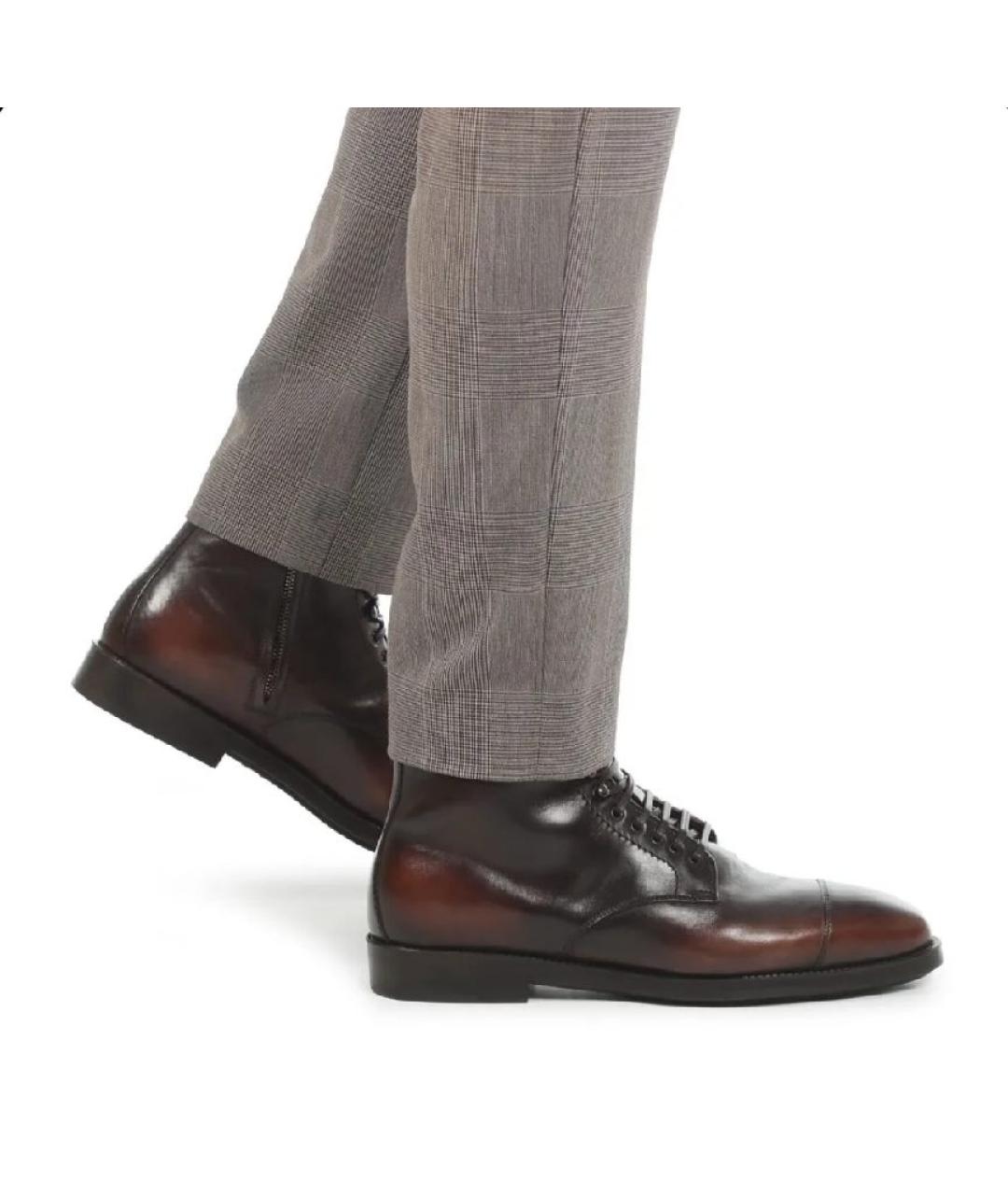 OFFICINE CREATIVE Коричневые кожаные высокие ботинки, фото 2