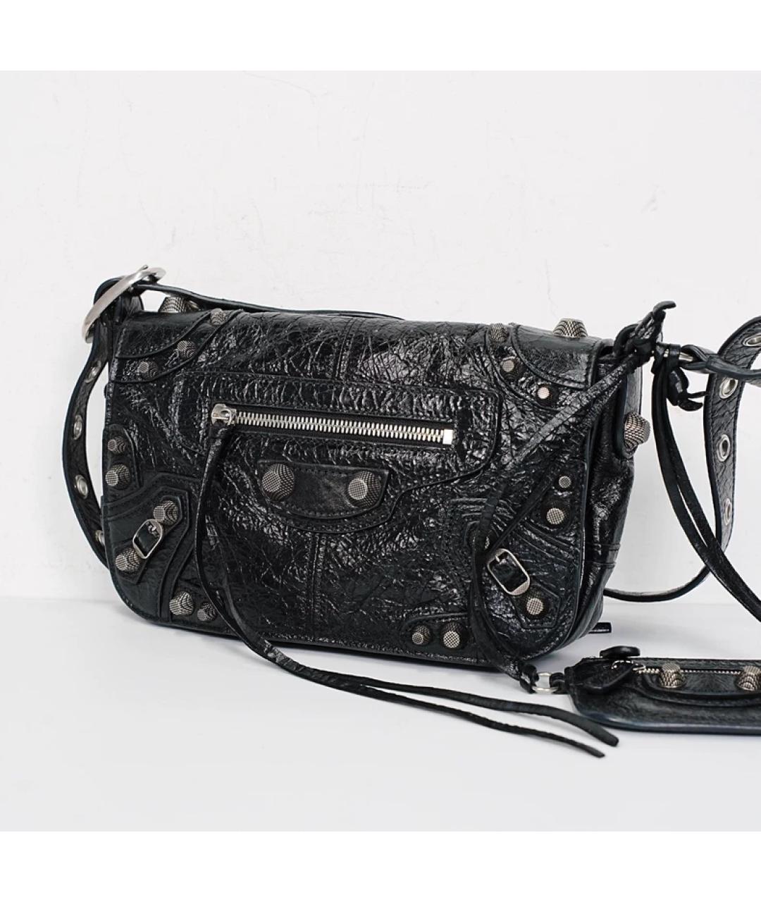 BALENCIAGA Черная кожаная сумка с короткими ручками, фото 2