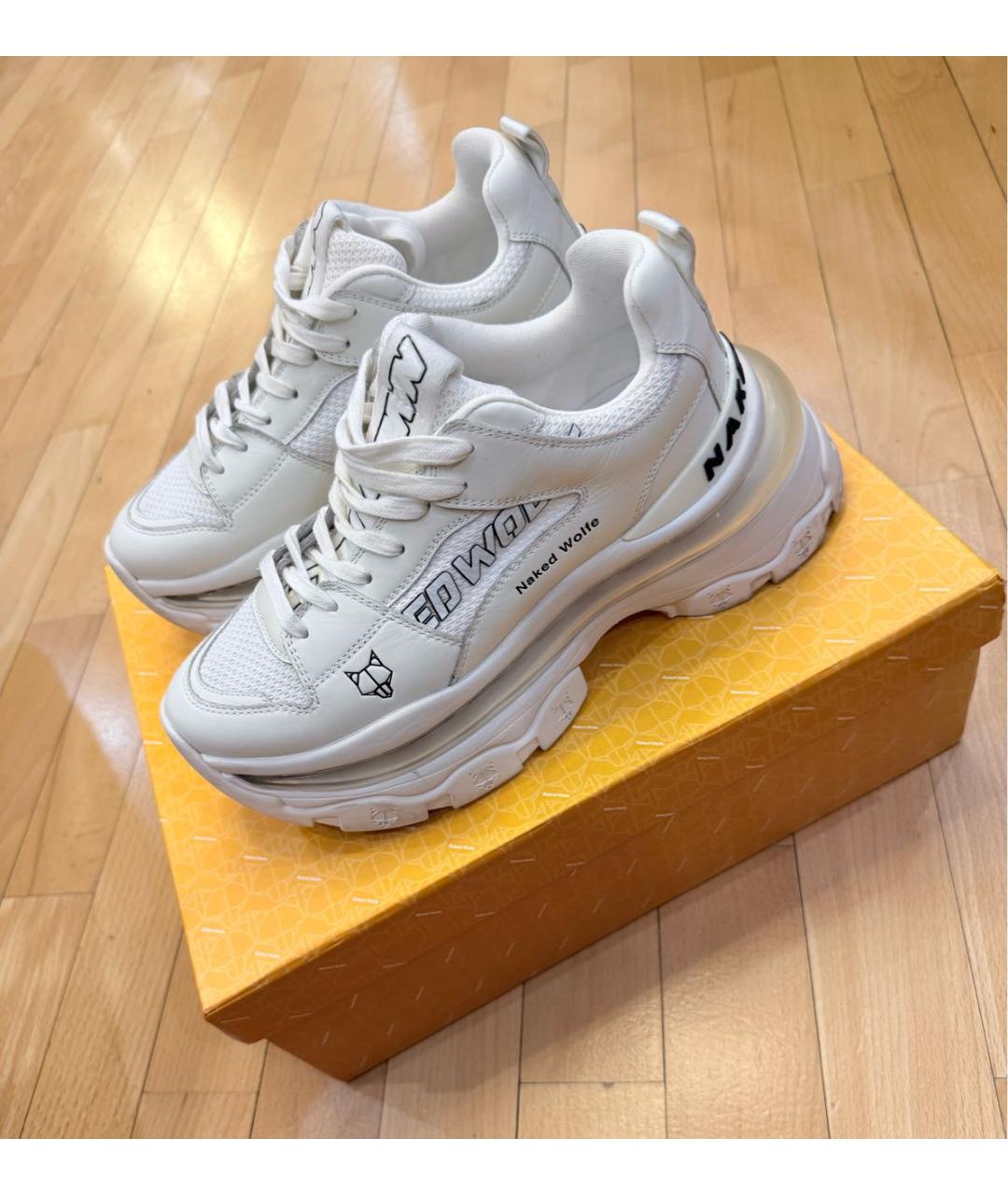 NAKED WOLF Белые кожаные кроссовки, фото 3