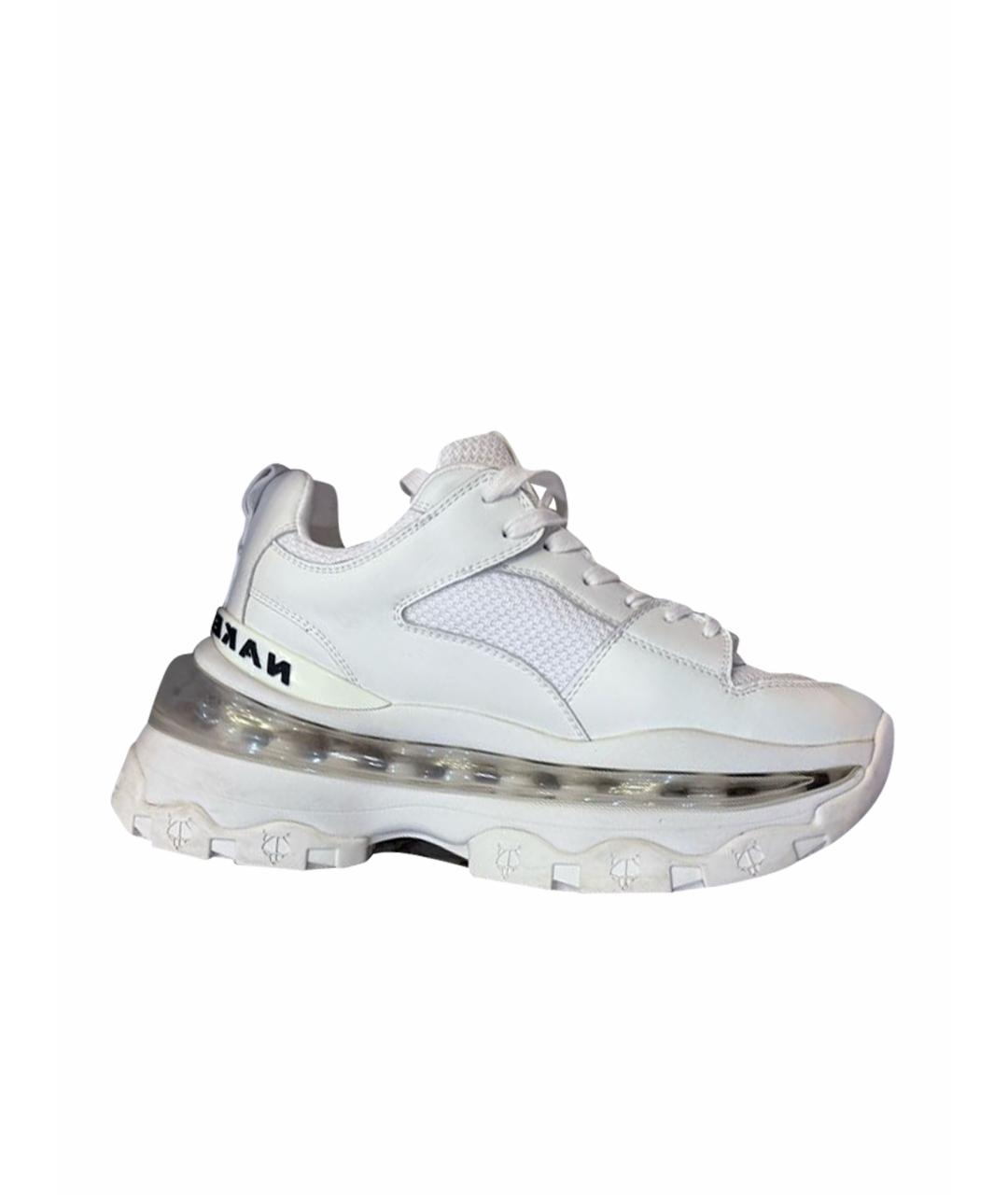 NAKED WOLF Белые кожаные кроссовки, фото 1