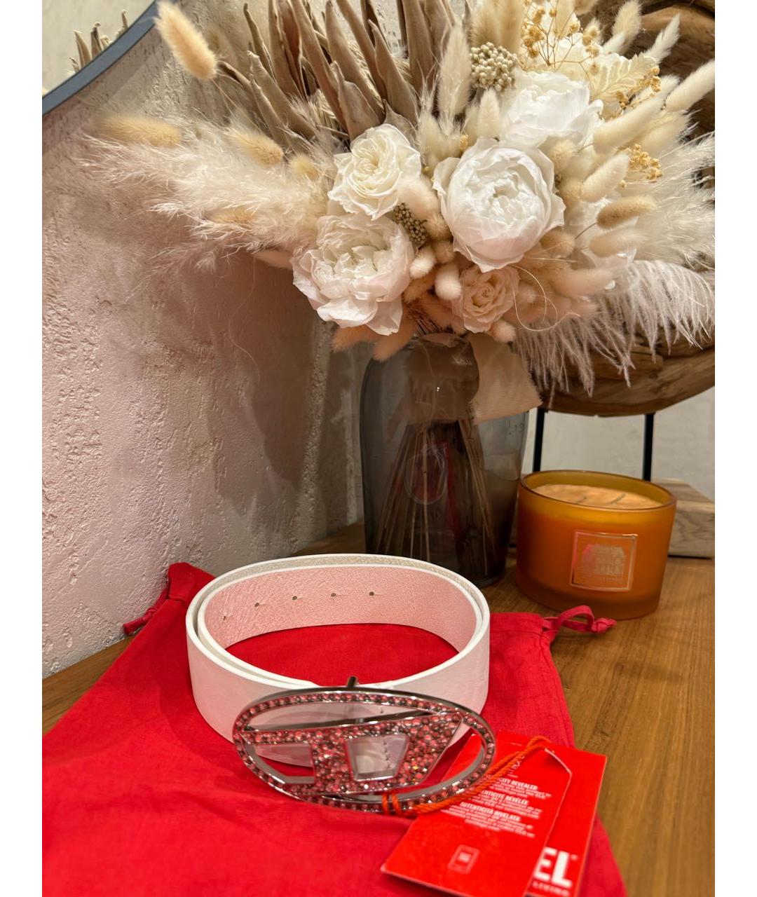 DIESEL Белый кожаный ремень, фото 8