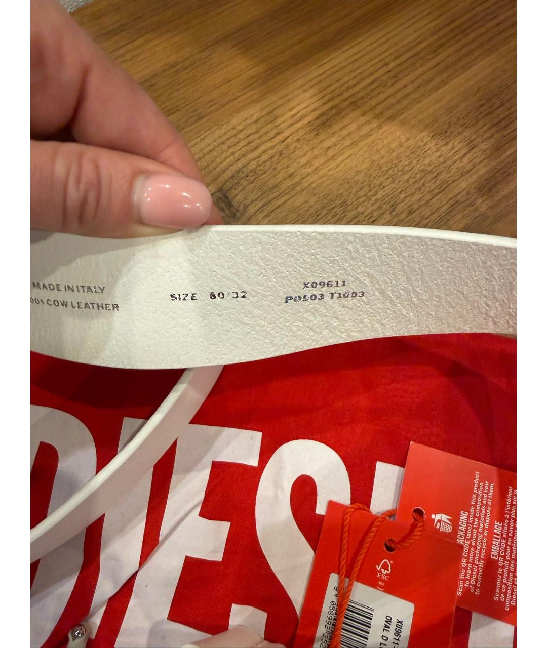 DIESEL Белый кожаный ремень, фото 3