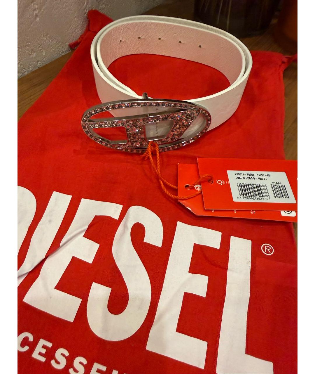 DIESEL Белый кожаный ремень, фото 7