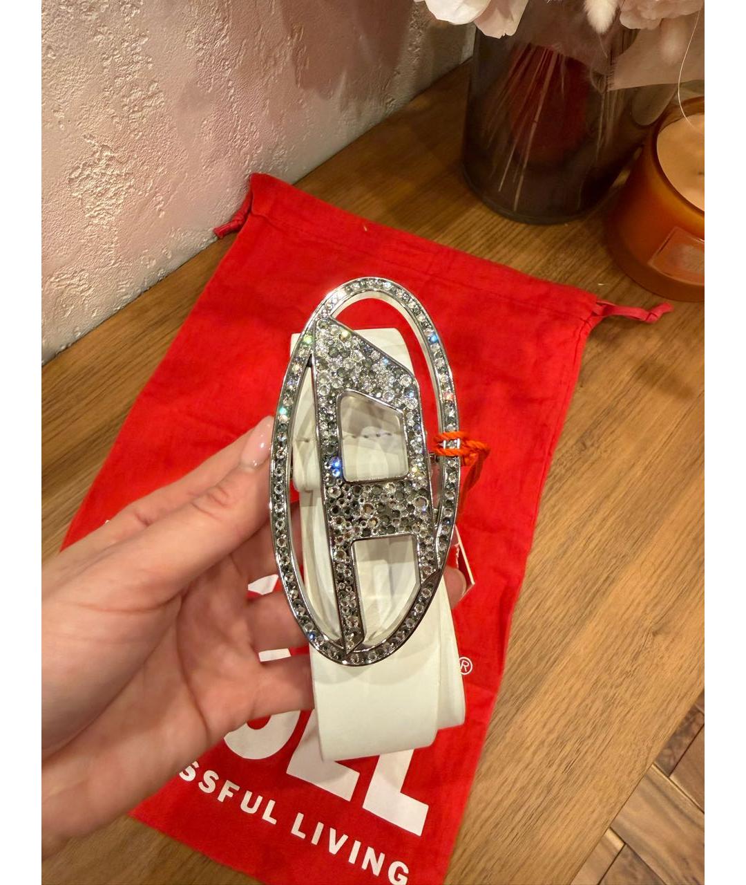 DIESEL Белый кожаный ремень, фото 4