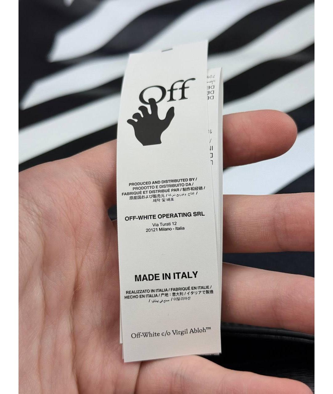 OFF-WHITE Черная кожаная сумка тоут, фото 7