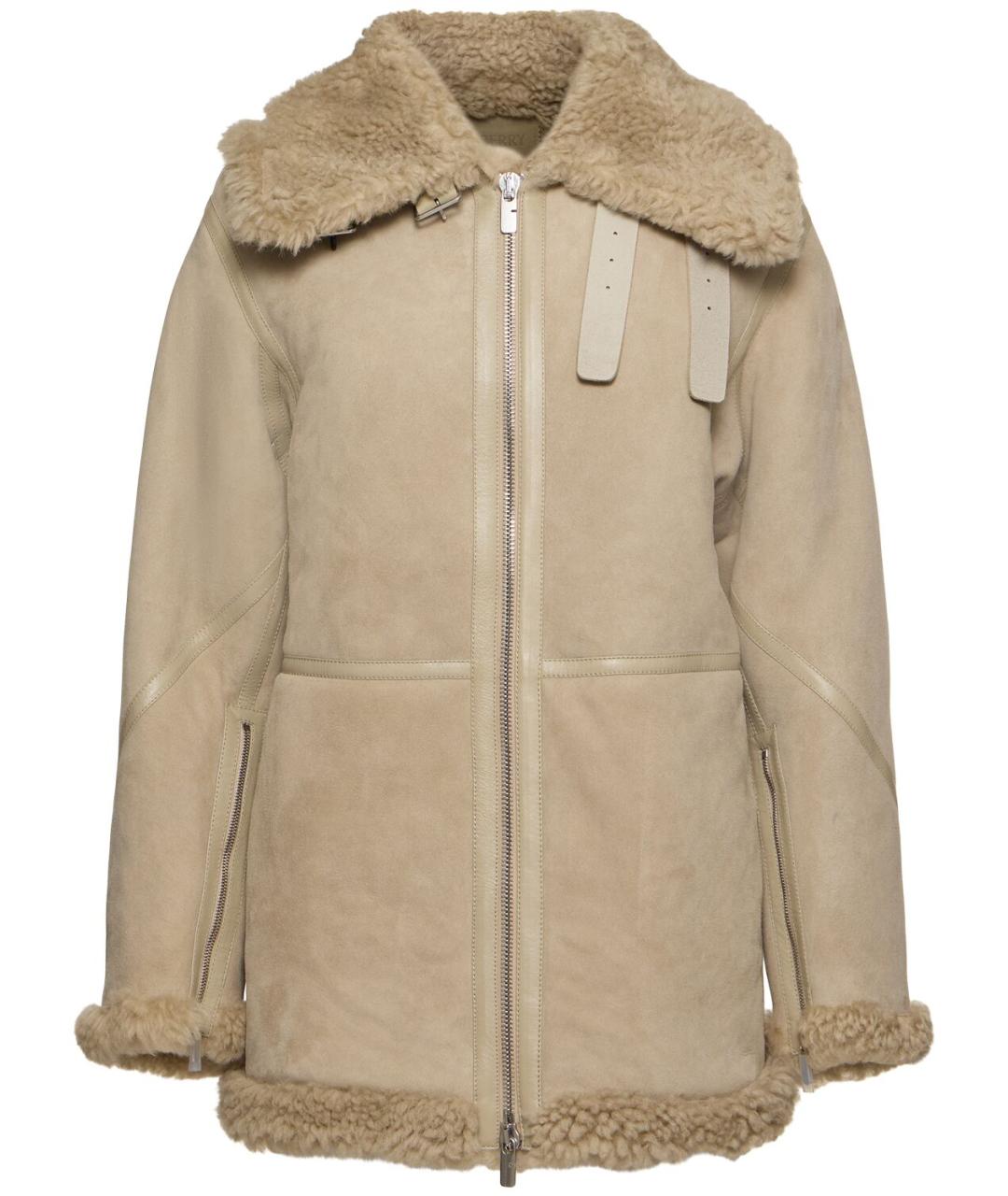 BURBERRY Бежевая замшевая дубленка, фото 10