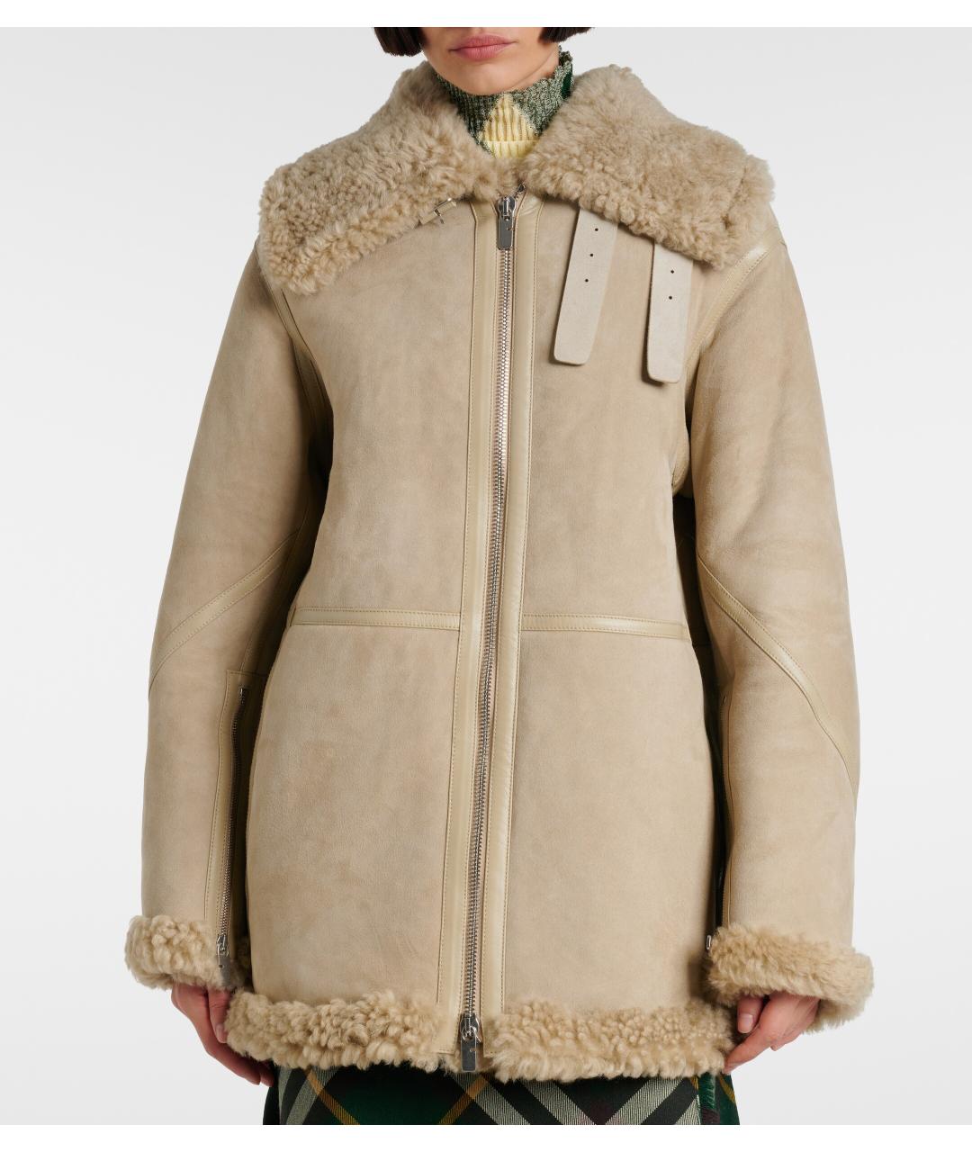 BURBERRY Бежевая замшевая дубленка, фото 5