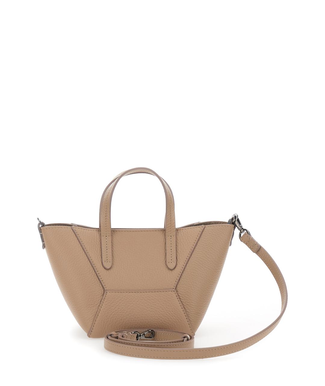 BRUNELLO CUCINELLI Бежевая кожаная сумка тоут, фото 2