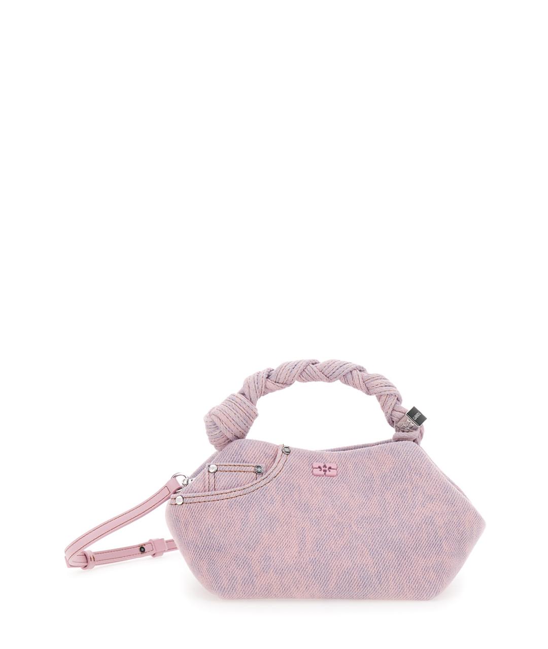 GANNI Розовая деним сумка с короткими ручками, фото 4