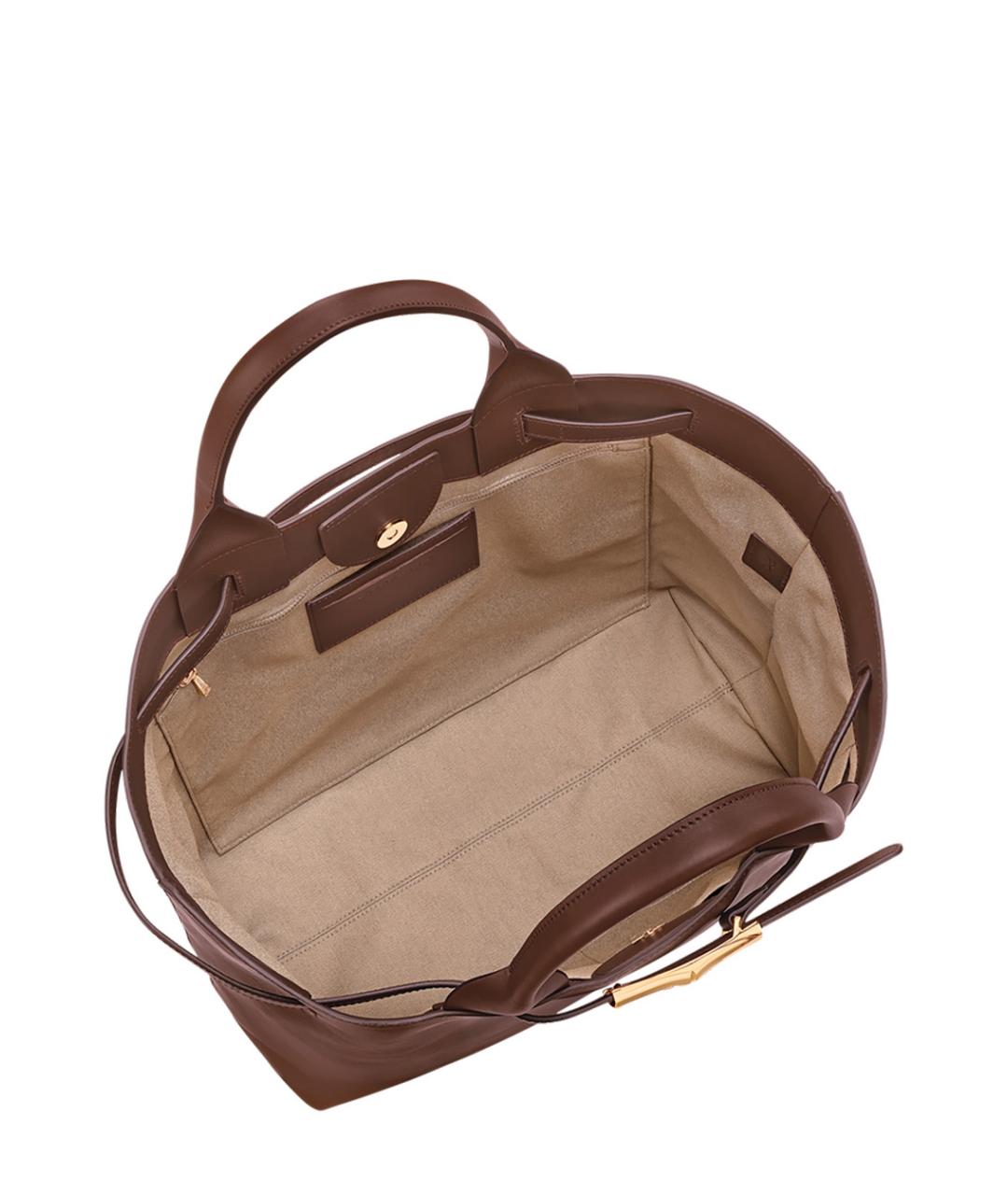 LONGCHAMP Коричневая кожаная сумка тоут, фото 4