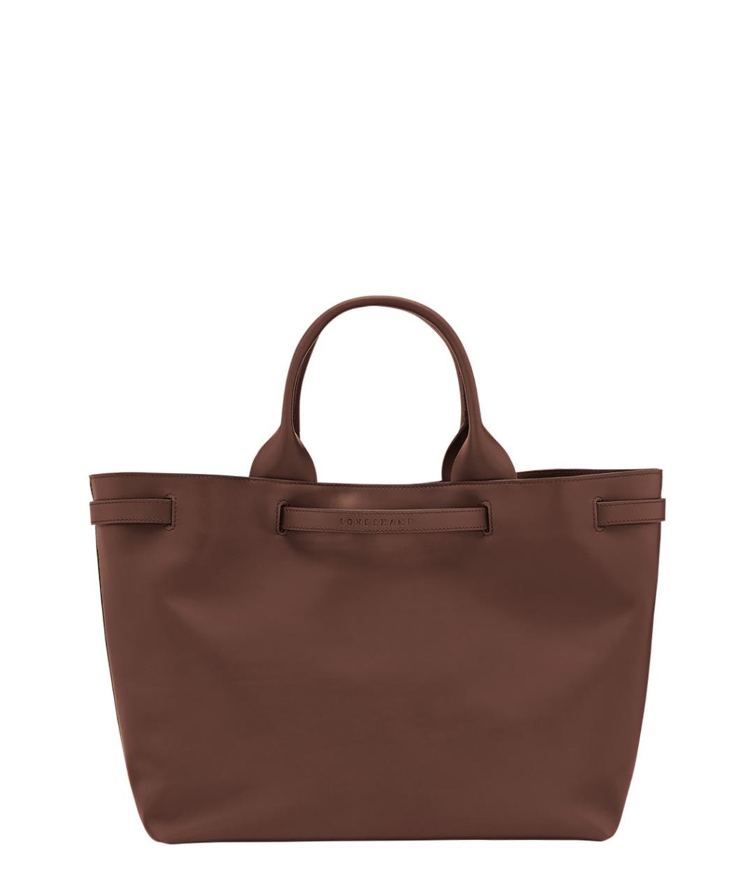 LONGCHAMP Коричневая кожаная сумка тоут, фото 2