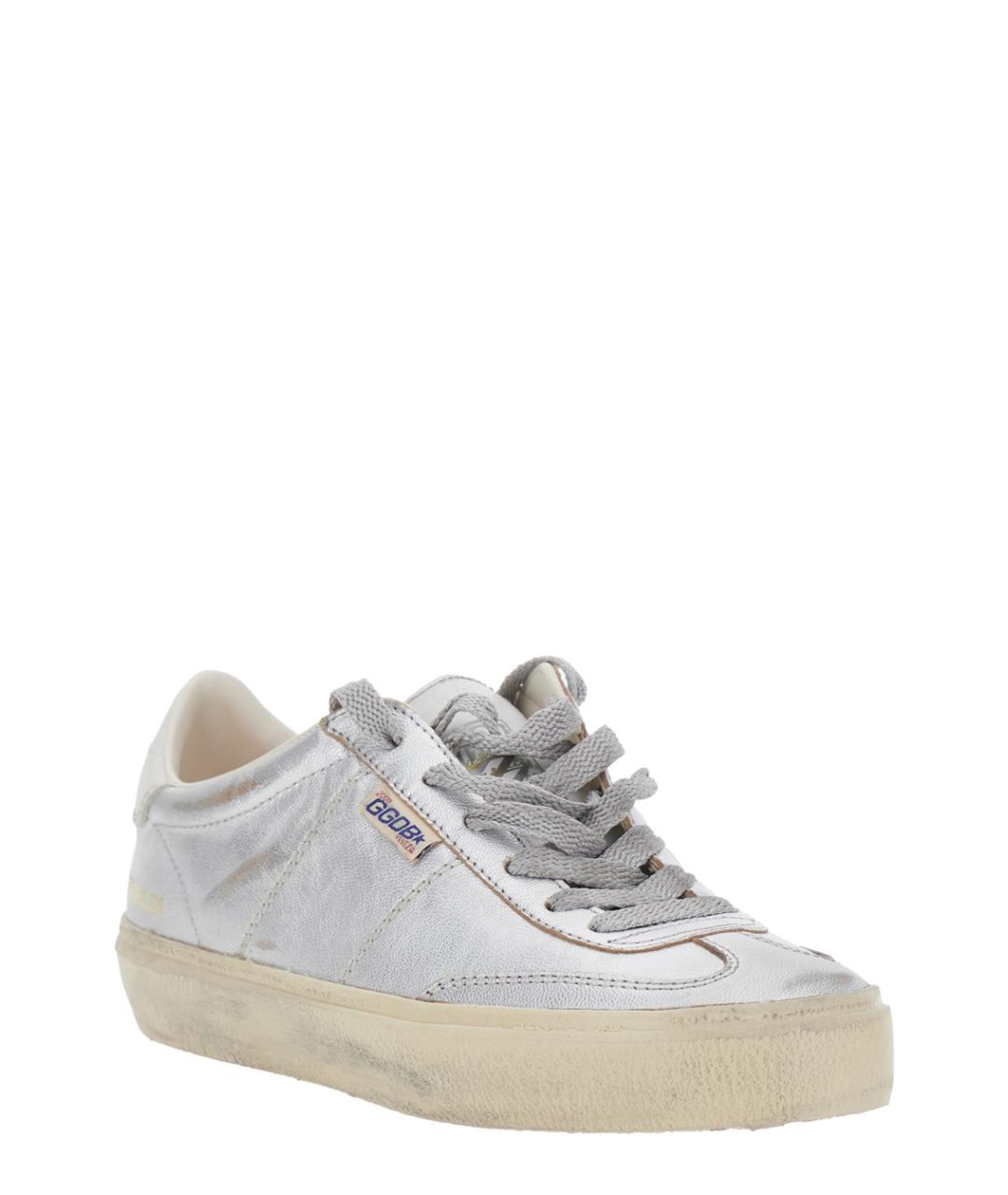 GOLDEN GOOSE DELUXE BRAND Серебряные кожаные кеды, фото 2