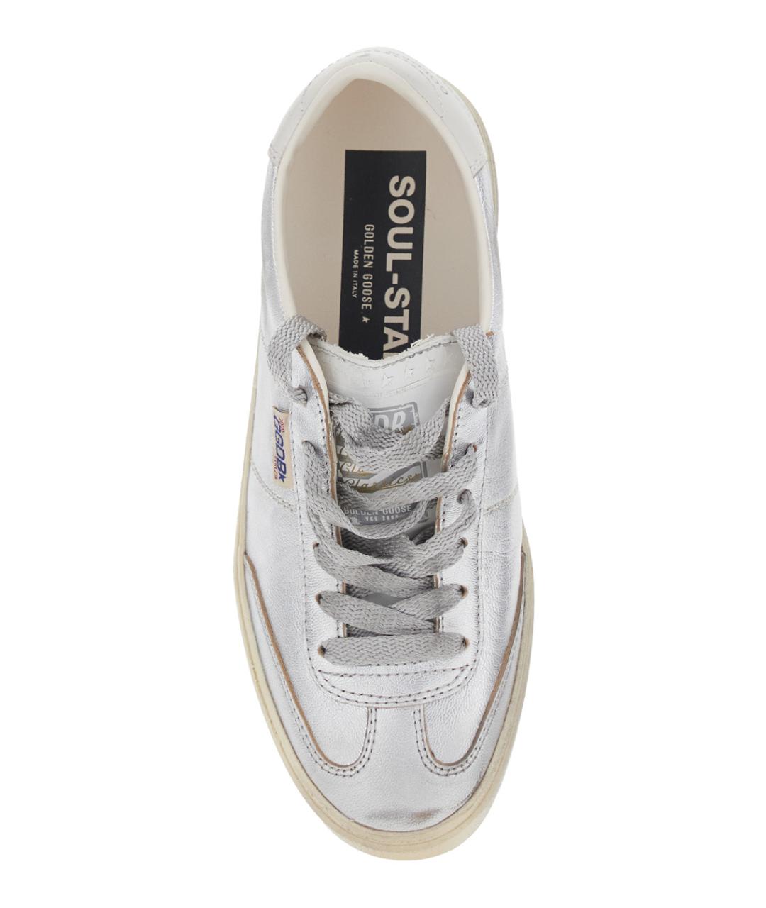 GOLDEN GOOSE DELUXE BRAND Серебряные кожаные кеды, фото 4