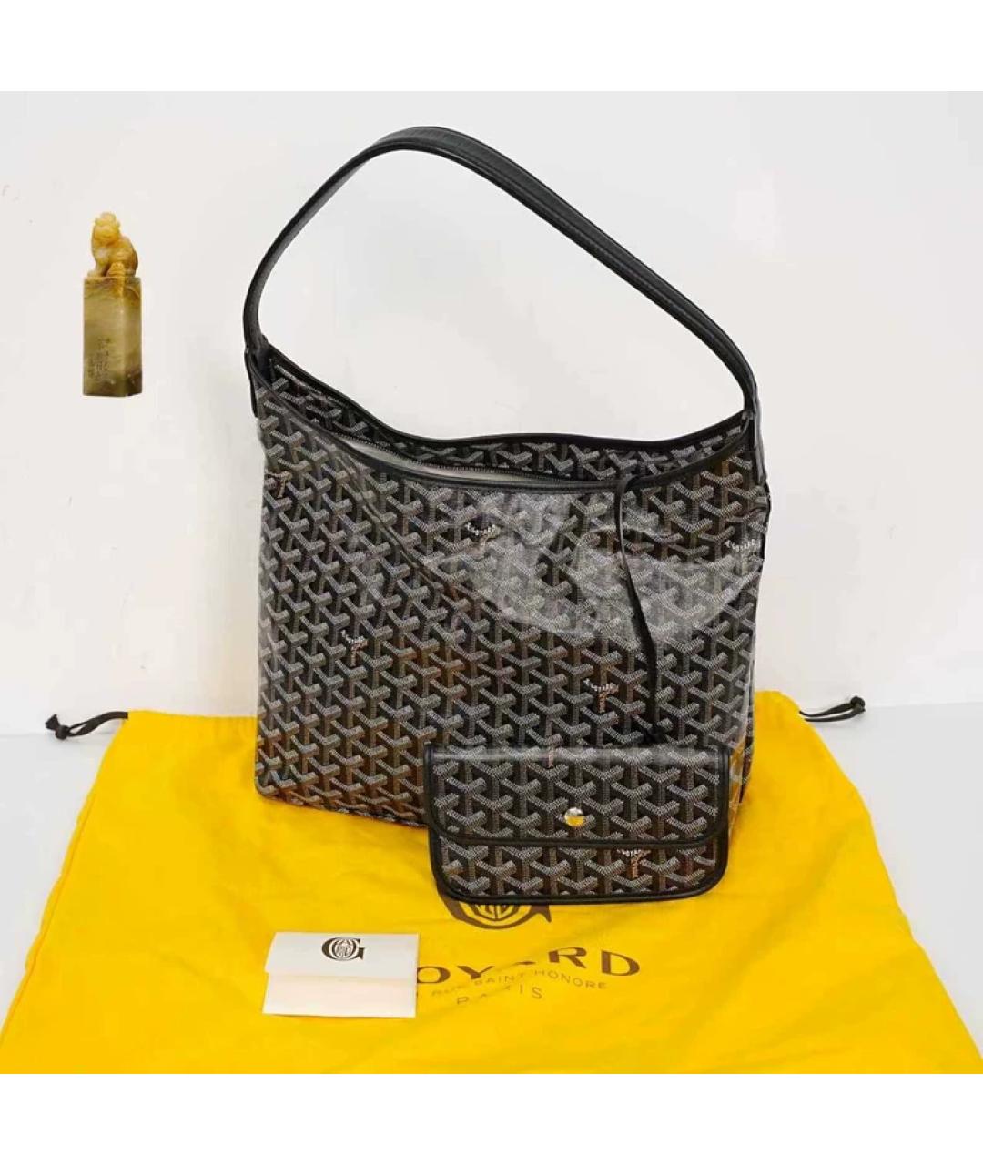 GOYARD Черная кожаная сумка с короткими ручками, фото 9