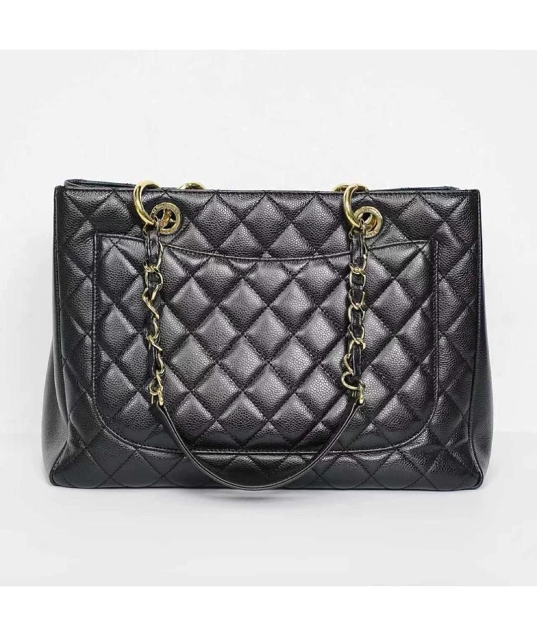 CHANEL Черная кожаная сумка с короткими ручками, фото 5