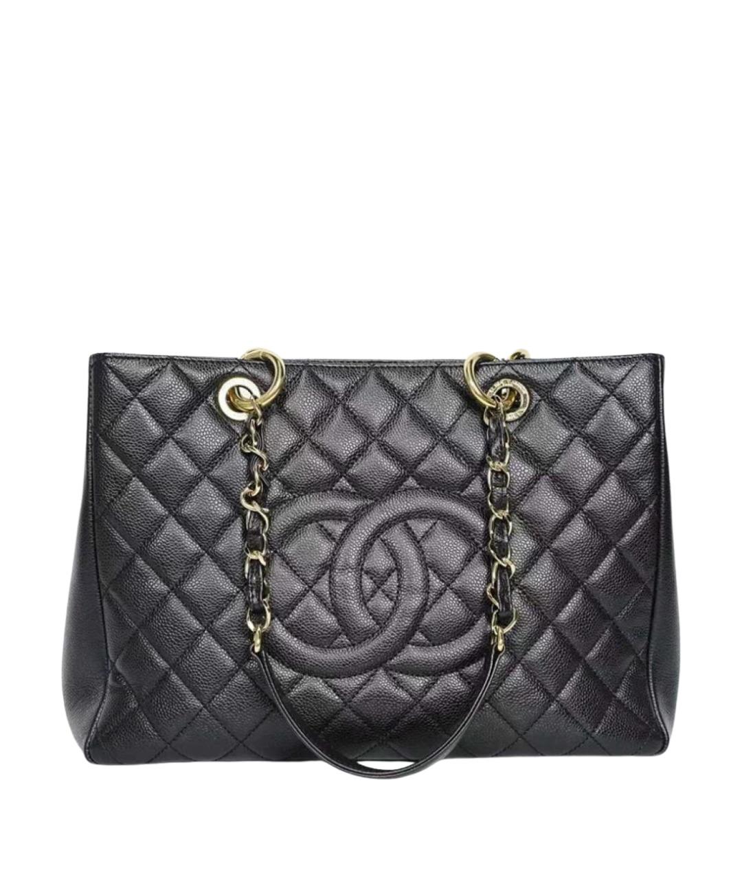 CHANEL Черная кожаная сумка с короткими ручками, фото 1